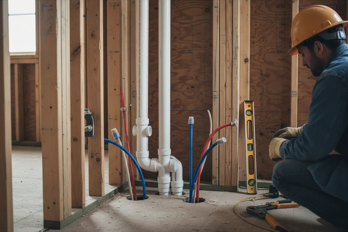 Drain and supply rough-in during Toilet Repair and Installation in Loveville