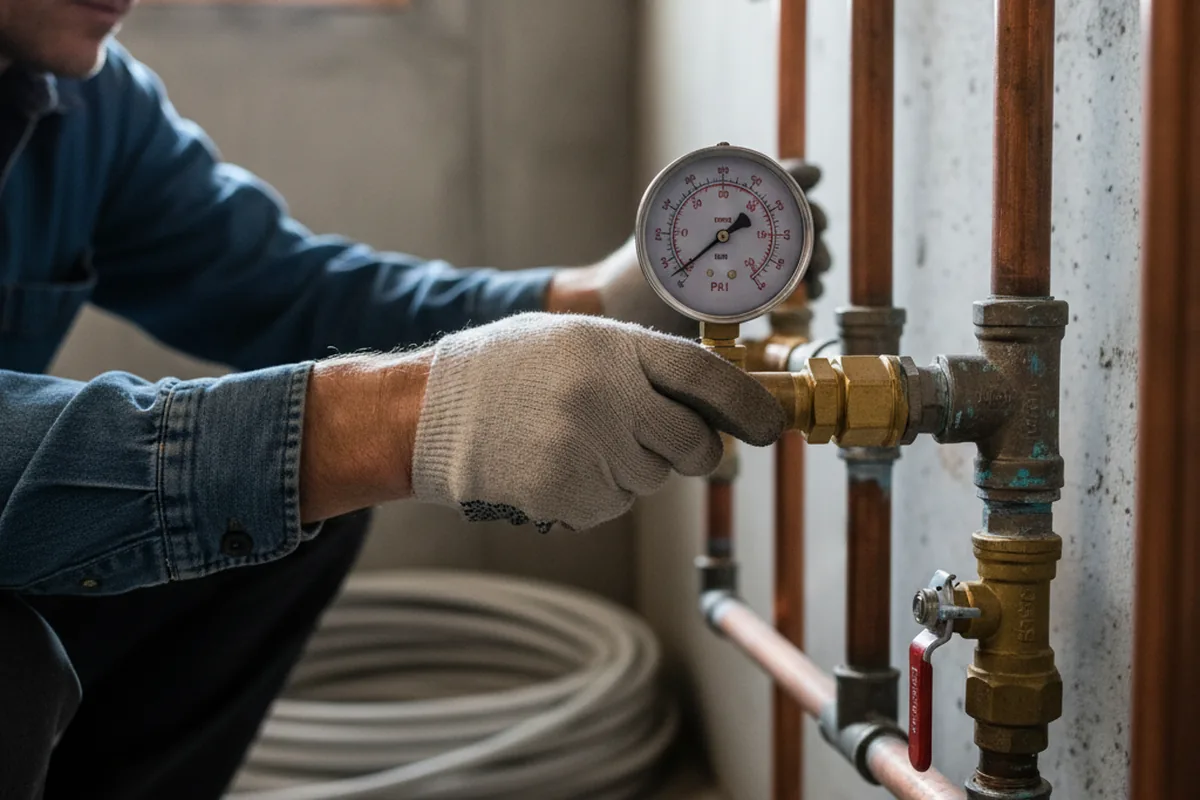 Pressure testing a repaired line during Water Line Repair in Loveville